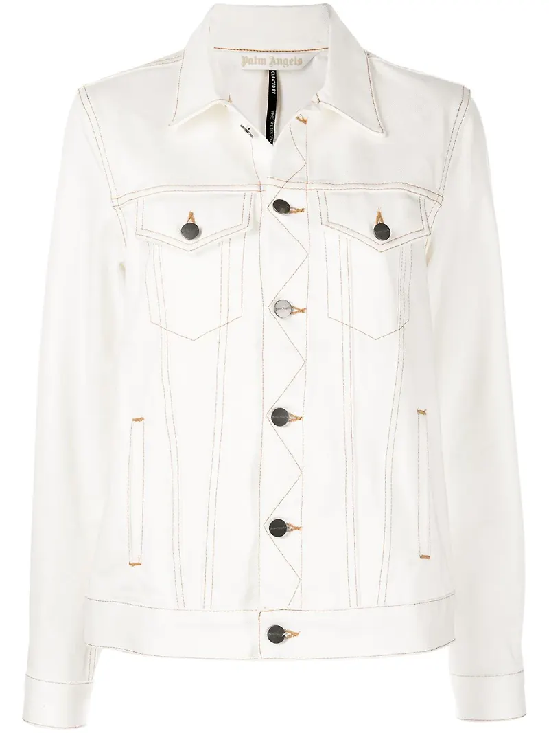 Palm Angels jeansjacka med logotyp - Vit