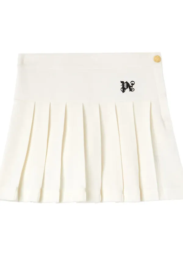 Palm Angels plisserad minikjol med monogram - Vit