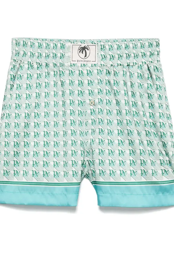 Palm Angels shorts med monogram - Grön