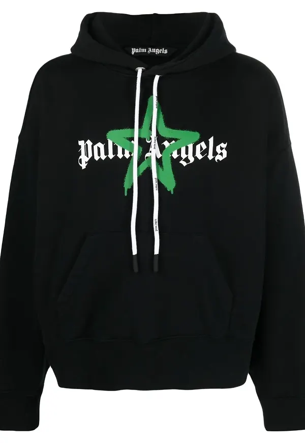 Palm Angels Star hoodie med logotyp - Svart