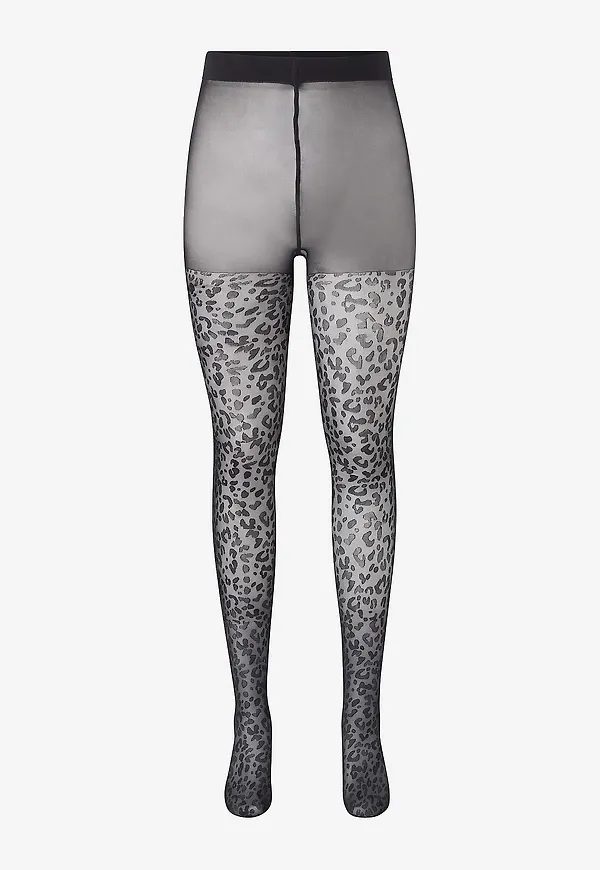 Pamela Mann - Strumpbyxor Leopard Pattern Curvy Super Stretch Tights - Svart