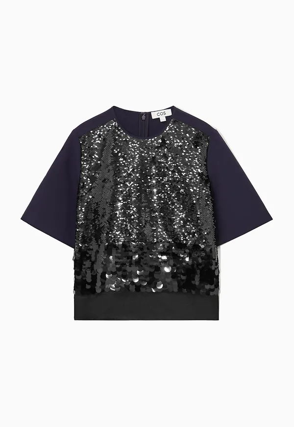 PANELLED SEQUINNED TOP