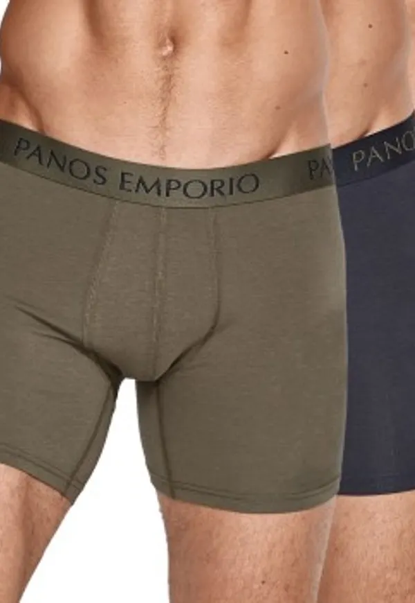Panos Emporio Kalsonger 3P Base Bamboo Cotton Boxer Blå/Grön Medium Herr