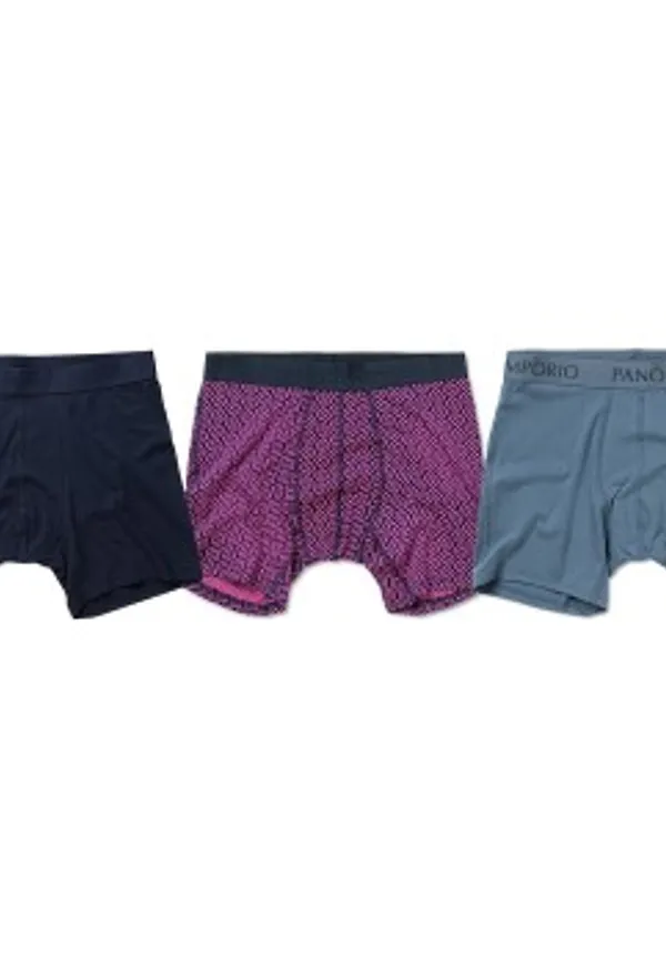 Panos Emporio Kalsonger 3P Base Bamboo Cotton Boxer Blå/Rosa Small Herr