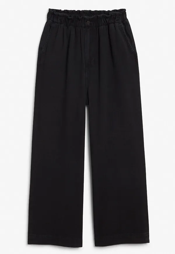 Paper bag waist jeans - Black