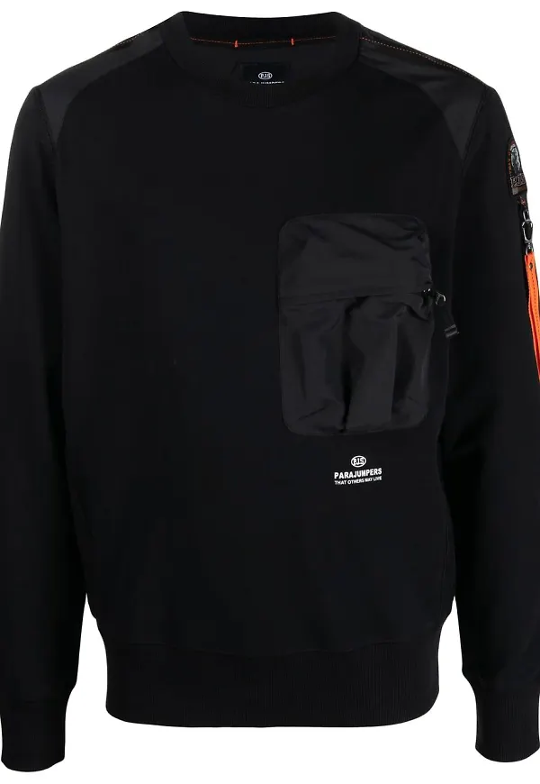 Parajumpers Saber sweatshirt med cargoficka - Svart