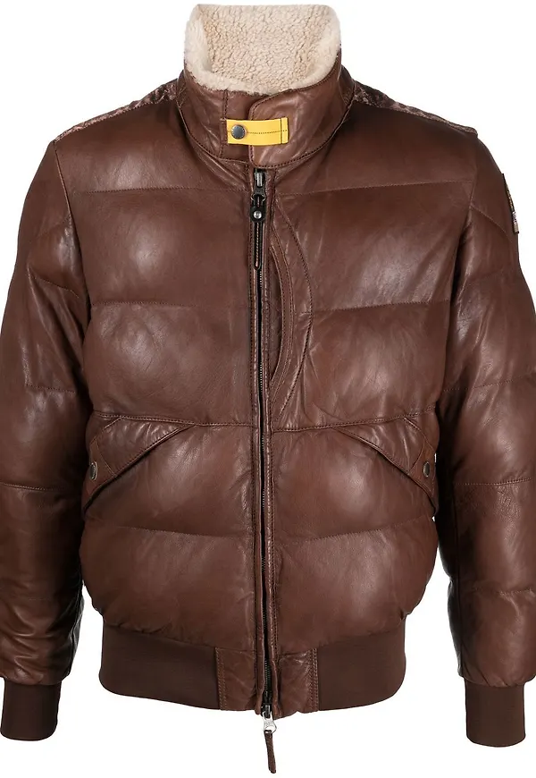 Parajumpers vadderad skinnjacka med logotypmärke - Brun