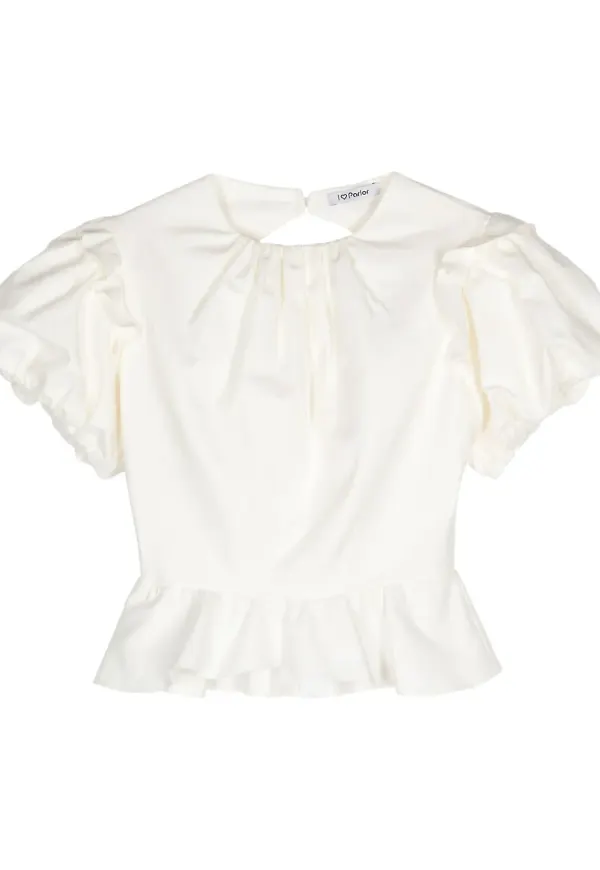 Parlor blus med volangdetalj - Vit