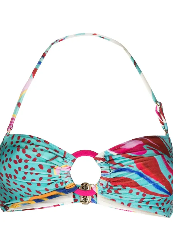 PatBO blommig bikiniöverdel i bandeau-modell - Grön