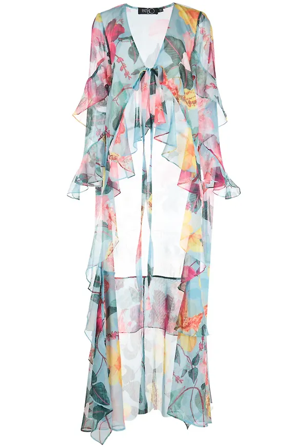 PatBO Hibiscus blommig blus - Neutral