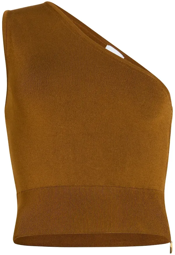 Patou enaxlad stickad topp - Brun