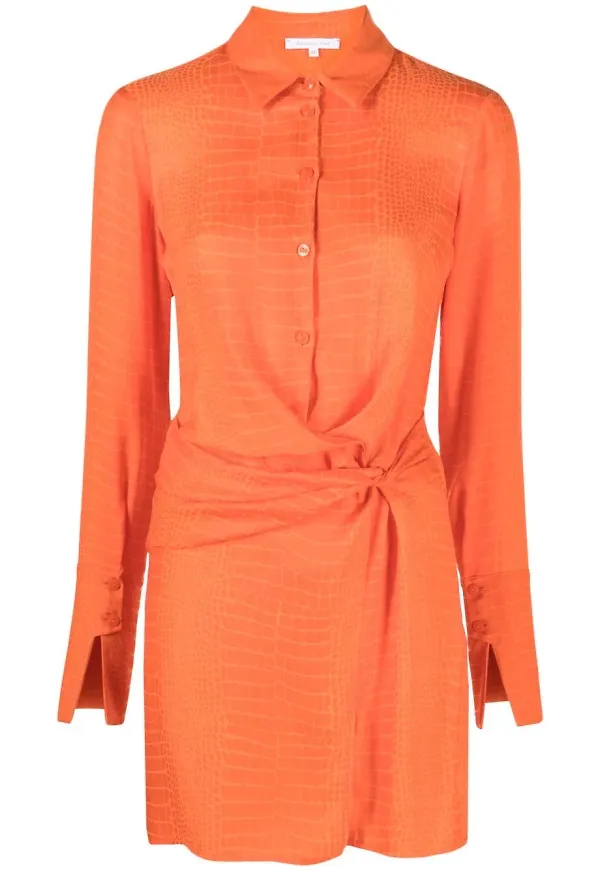 Patrizia Pepe skjortklänning med vriden detalj - Orange