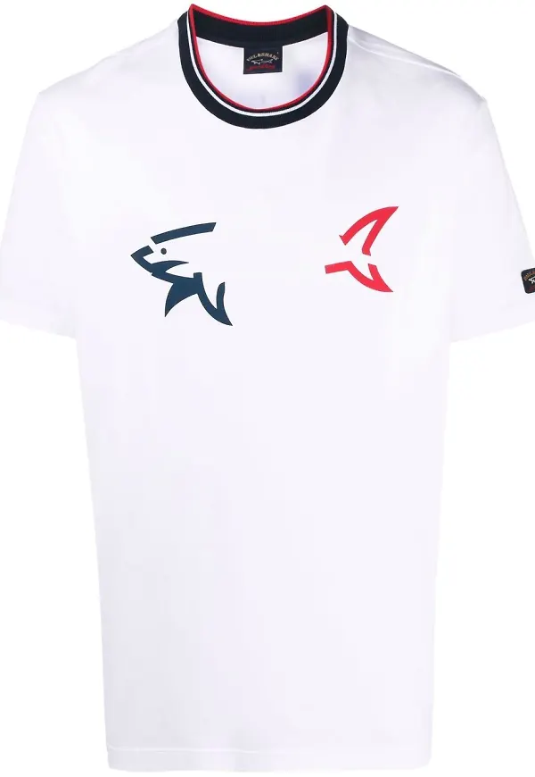 Paul & Shark t-shirt med hajtryck - Vit