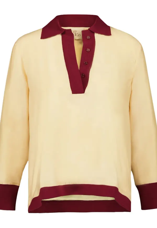 PAULA Diane v-ringad sidenblus - Neutral