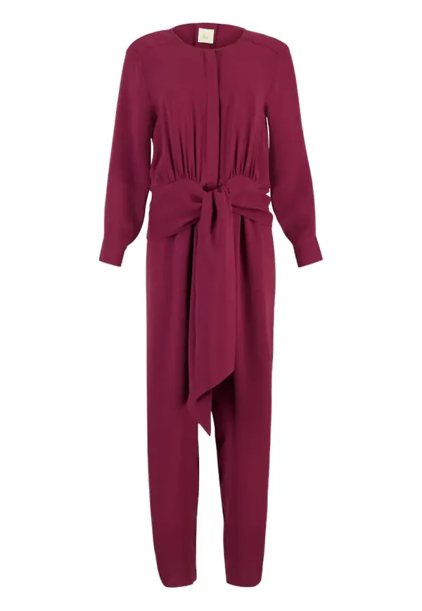 PAULA jumpsuit med knytning i midjan - Lila