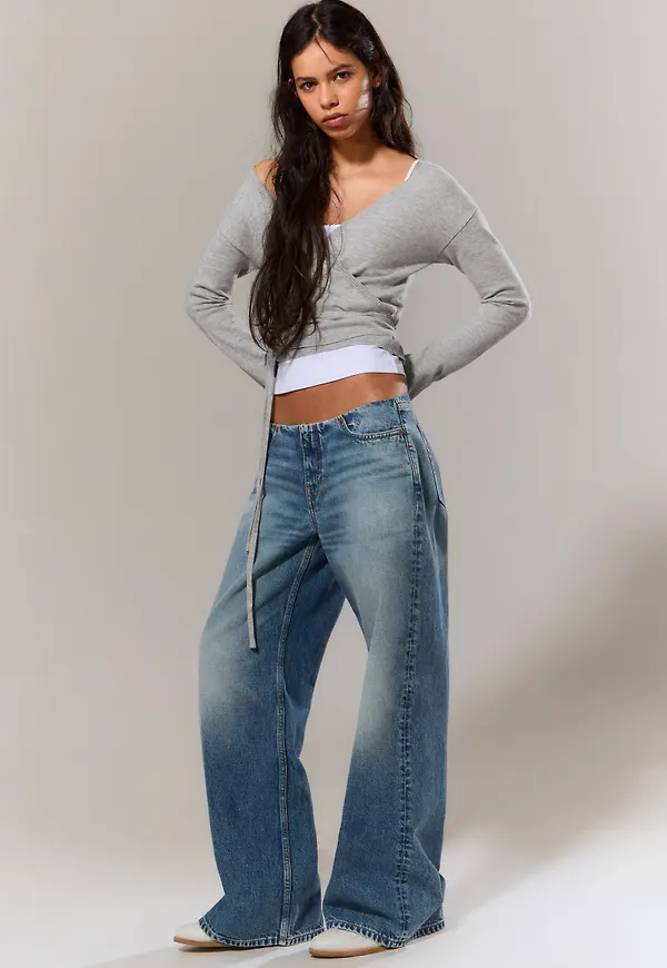 Paz Low Rise No-Waistband Wide Jeans
