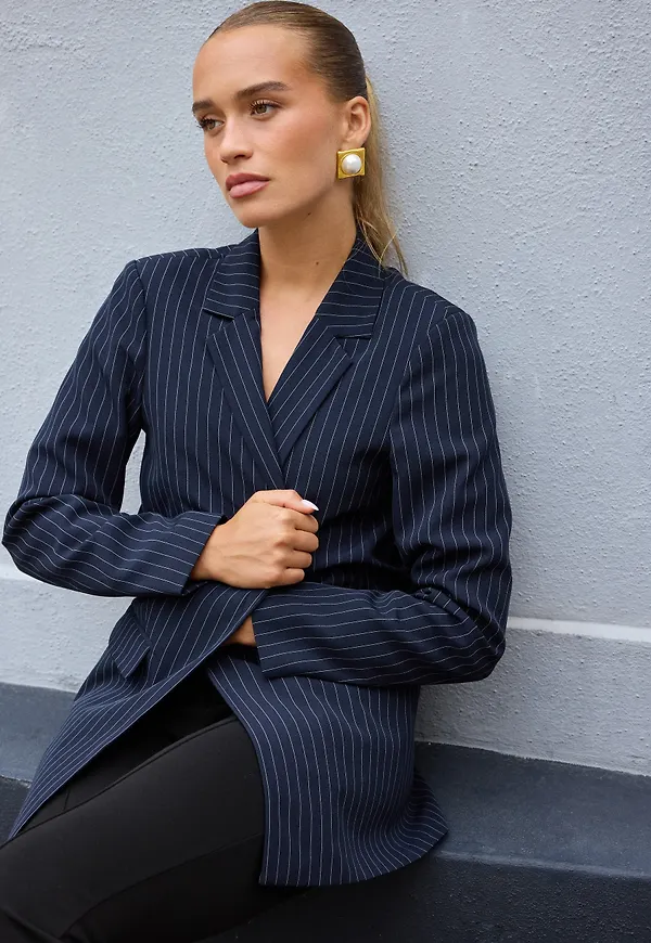 Pcbozzy Ls Loose Striped Blazer