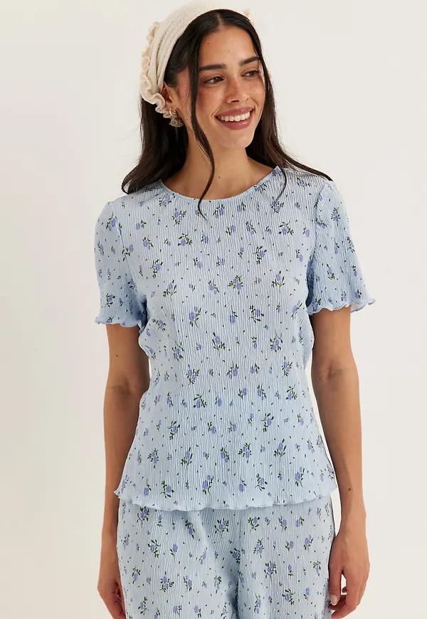 Pcflora Ss O-neck Top Jrs