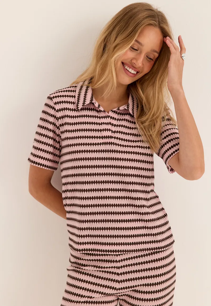 Pcjeya Ss V-neck Loose Polo