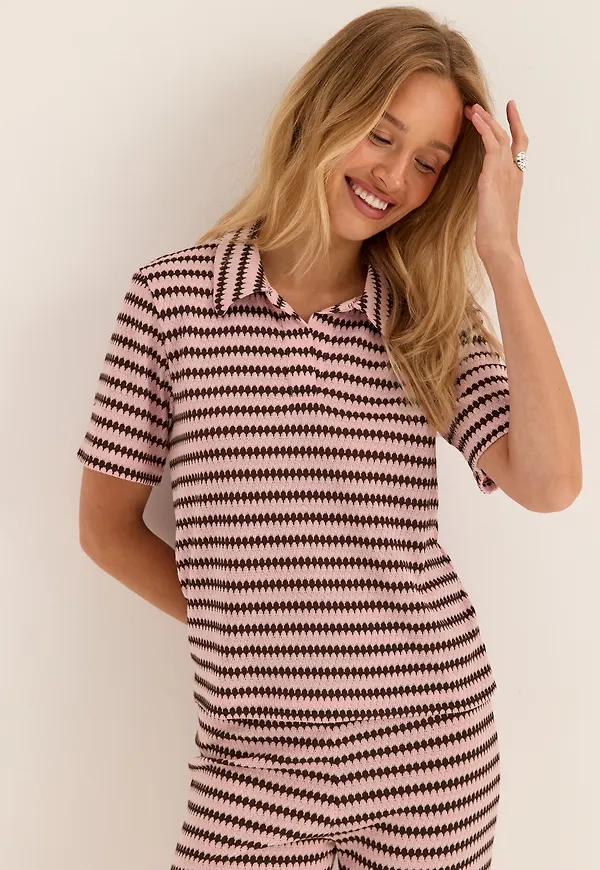 Pcjeya Ss V-neck Loose Polo