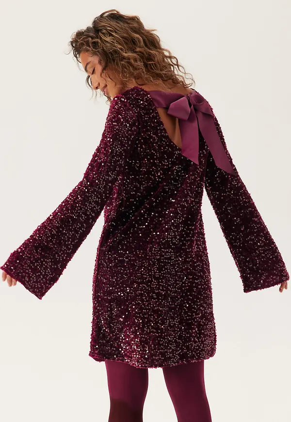 Pckam Ls Deep Back Bow Dress