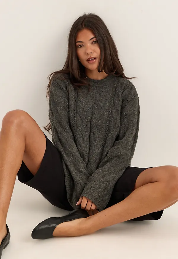 Pckathy Ls O-neck Cable Knit