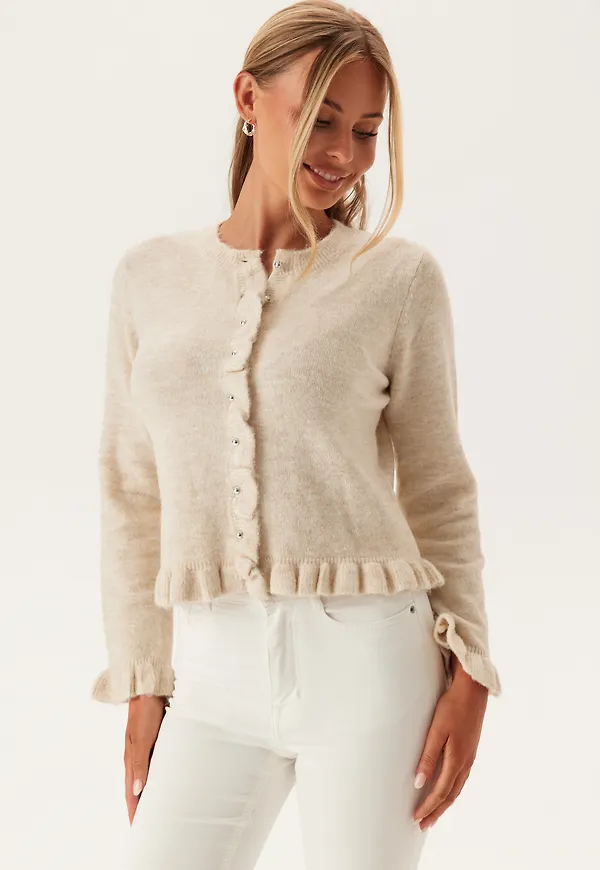 Pclydia Ls Frill Knit Cardigan