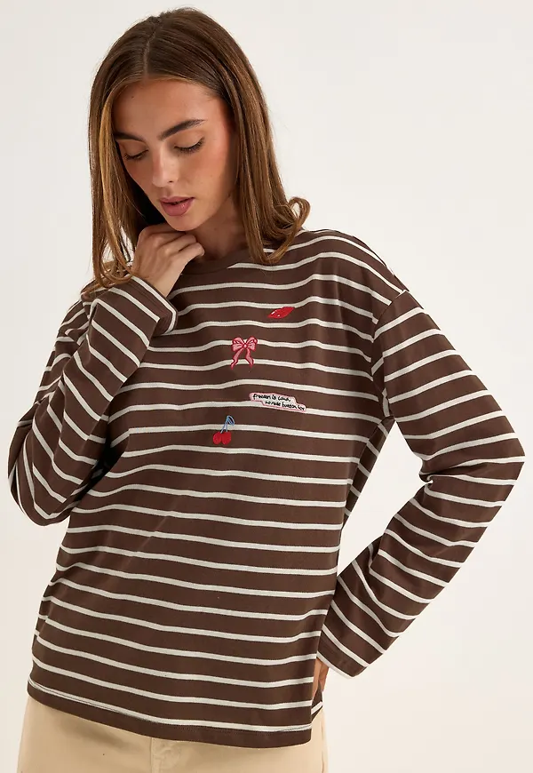 Pcsadie Ls Emb Tee