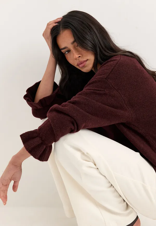 Pcsally Ls Frill Cuff Knit
