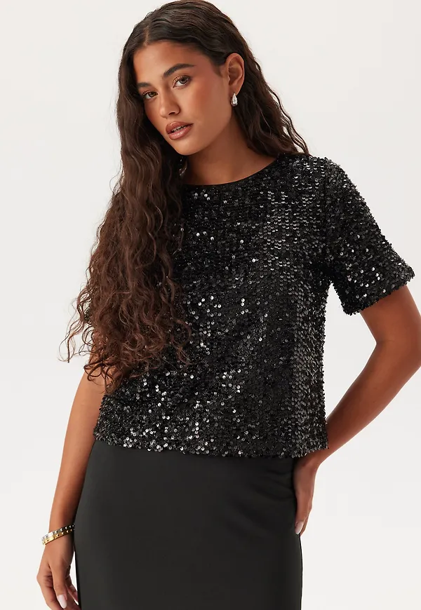 Pcserena Sequin Ss O-neck Top