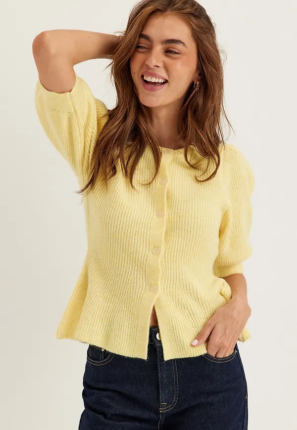 Pcsilly Ss Puff Knit Cardigan
