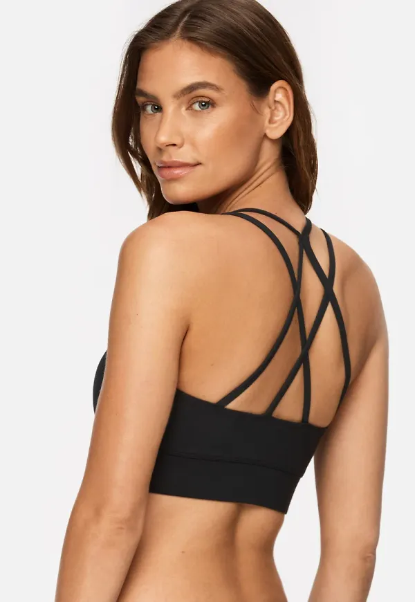 Peach Strappy Sports Bra Black