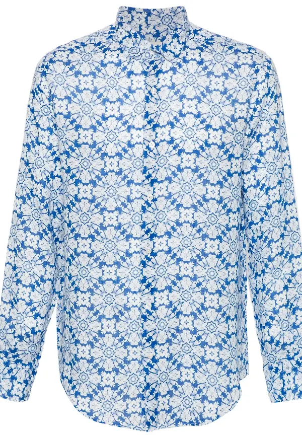 PENINSULA SWIMWEAR blommig linneskjorta - Blå