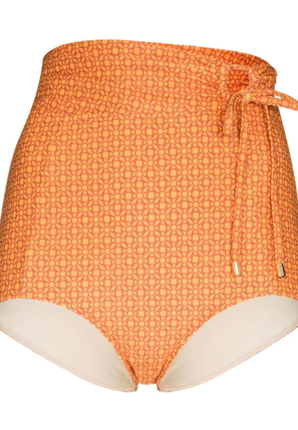 peony stickade shorts med hög midja - Orange