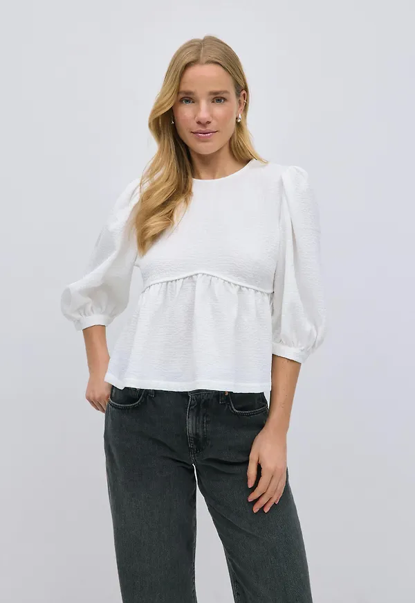 Gina Tricot - Peplum blouse - blusar - Vit - XS - Dam