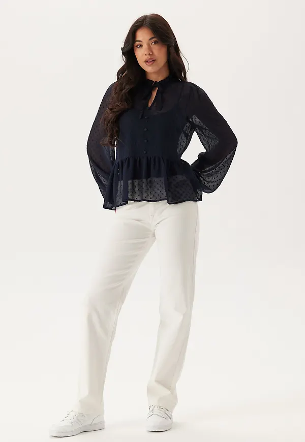 Peplum Dobby Dot Blouse