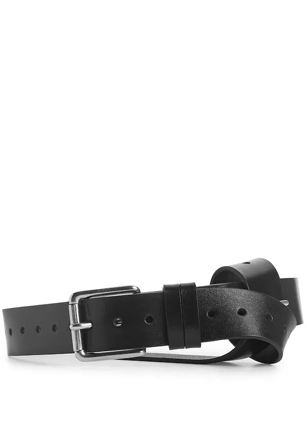 Perforated Leather Belt - Black