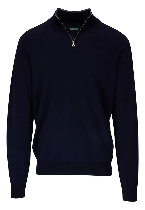 Peter Millar tröja med halv dragkedja - Blå