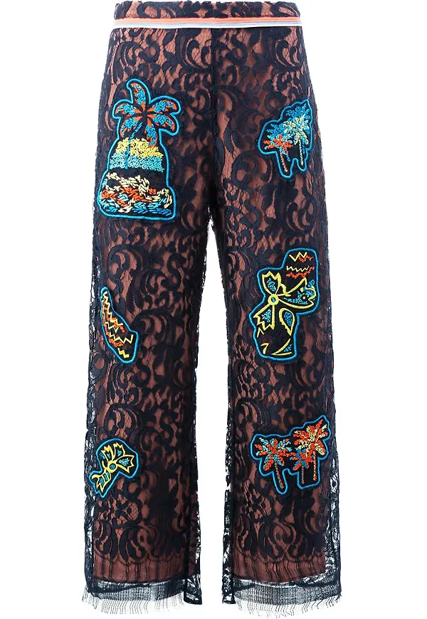 Peter Pilotto byxor med spetsapplikation - Svart