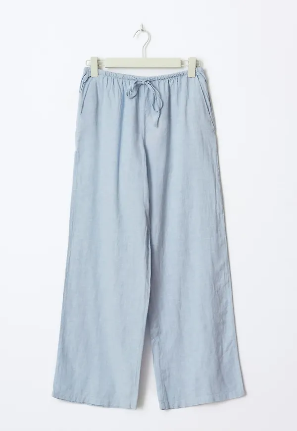 Gina Tricot - petite linen blend trousers - Linnebyxor - Blå - XS - Dam