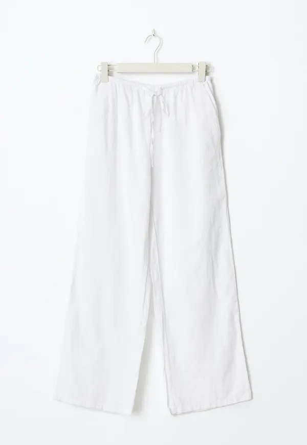 Petite linen blend trousers