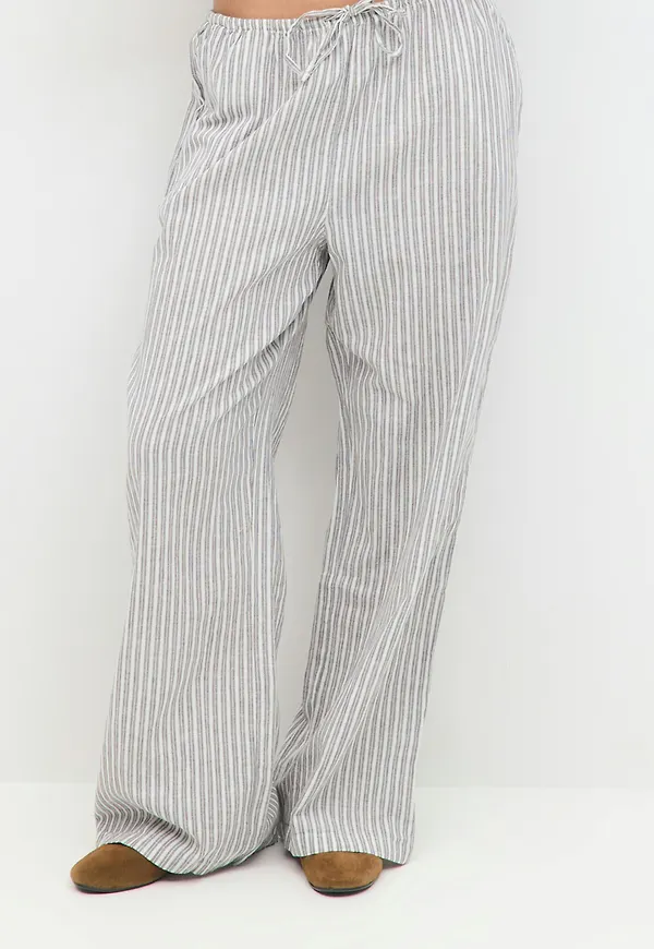 Gina Tricot - petite linen blend trousers - Linnebyxor - Grå - XS - Dam