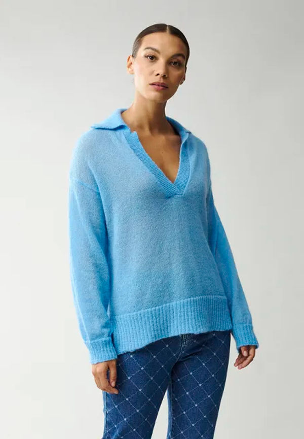 Peyton Mohair Blend Knitted Polo Sweater