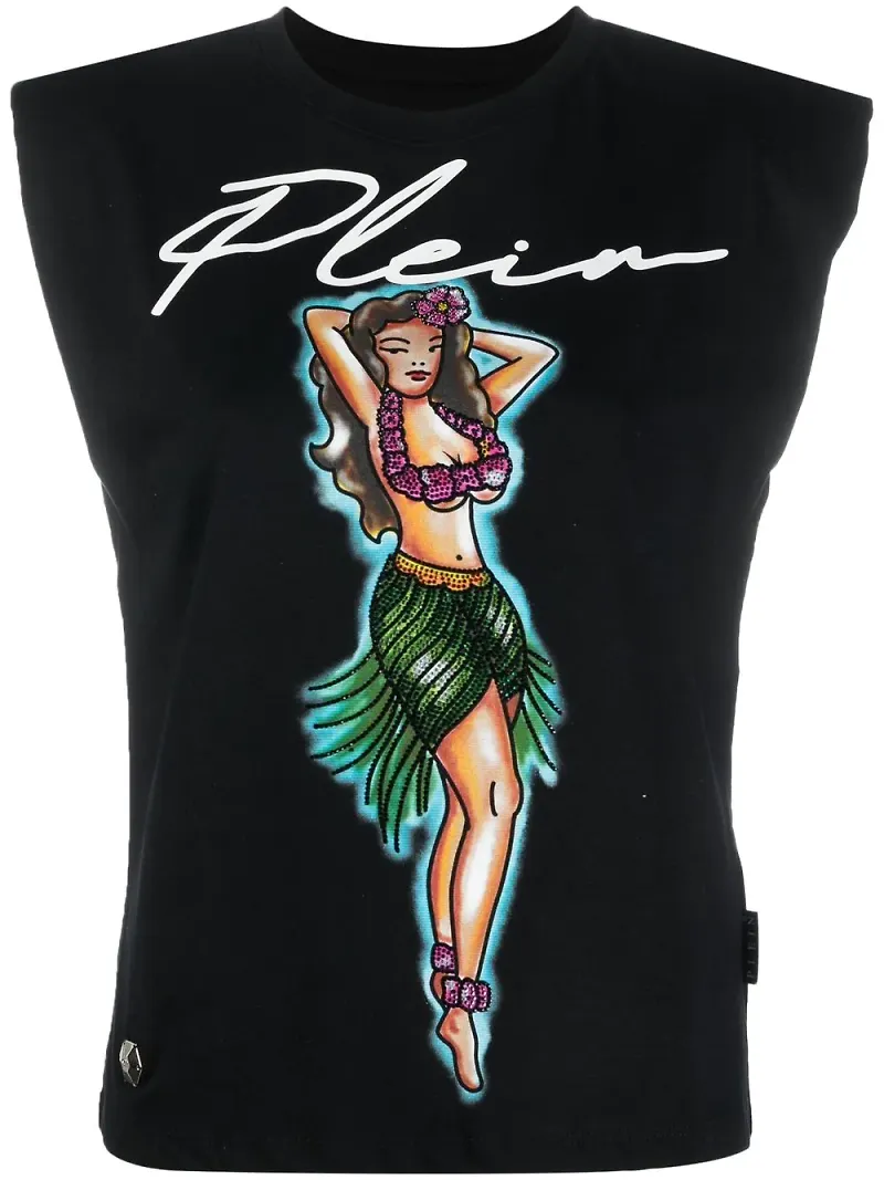 Philipp Plein Aloha linne med logotyp - Svart