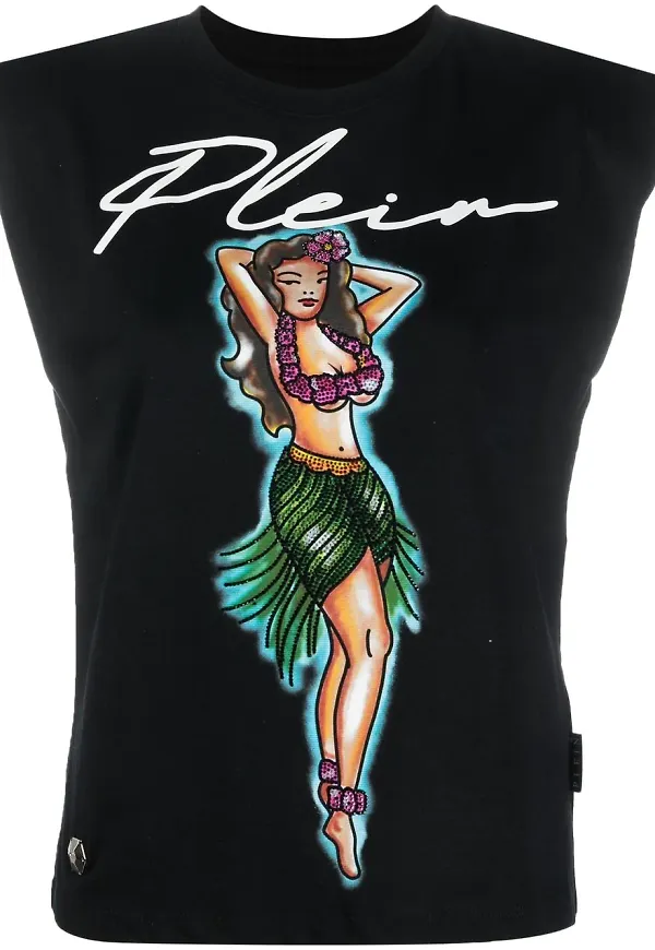 Philipp Plein Aloha linne med logotyp - Svart