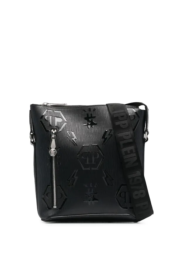 Philipp Plein axelremsväska med monogram - Svart