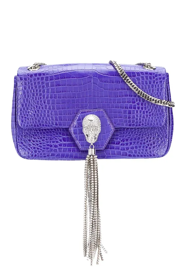 Philipp Plein axelväska med strass - Lila