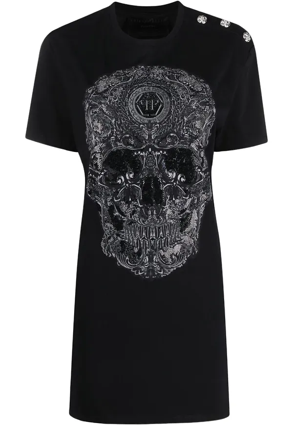 Philipp Plein barockmönstrad t-shirtklänning - Svart