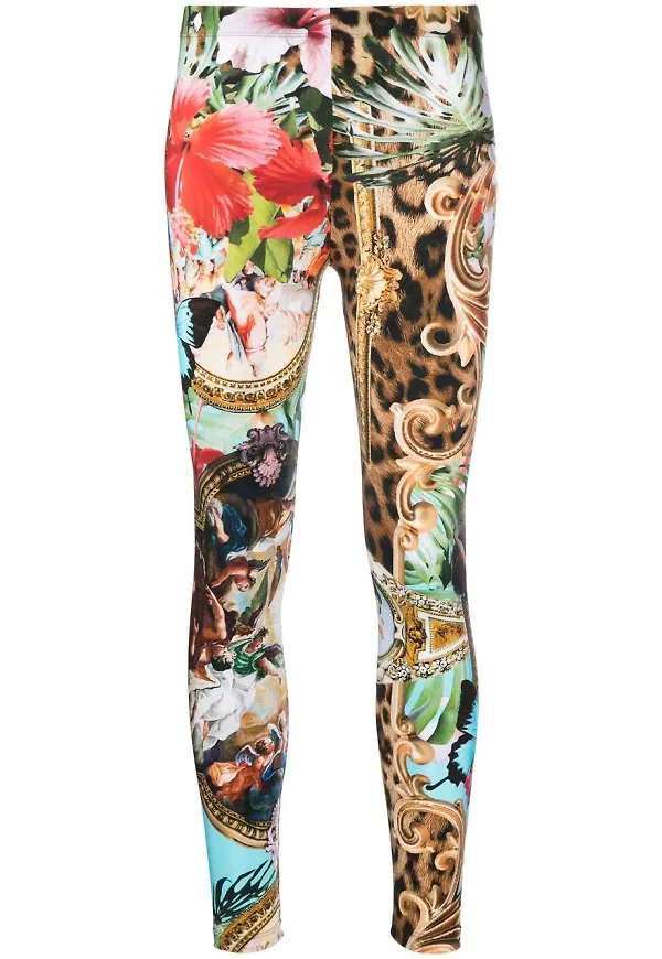Philipp Plein Baroque blommiga leggings - Blå