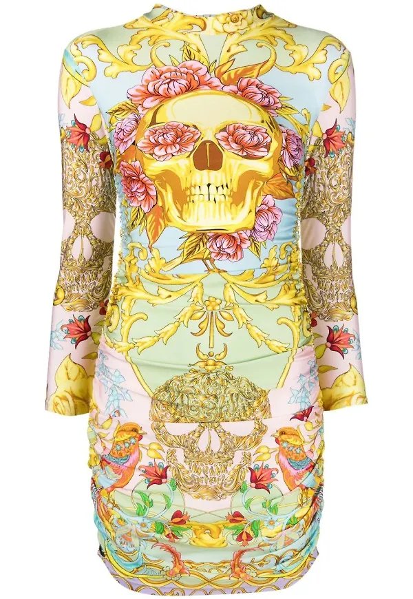 Philipp Plein Baroque mönstrad miniklänning - Grön